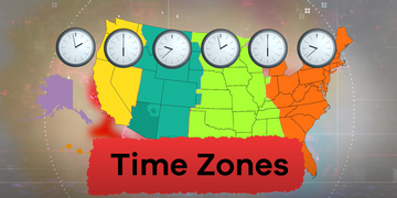 timezone infographic with various time zones