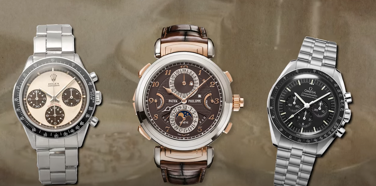 Rolex, Patek Philippe, and Omega fancy watches