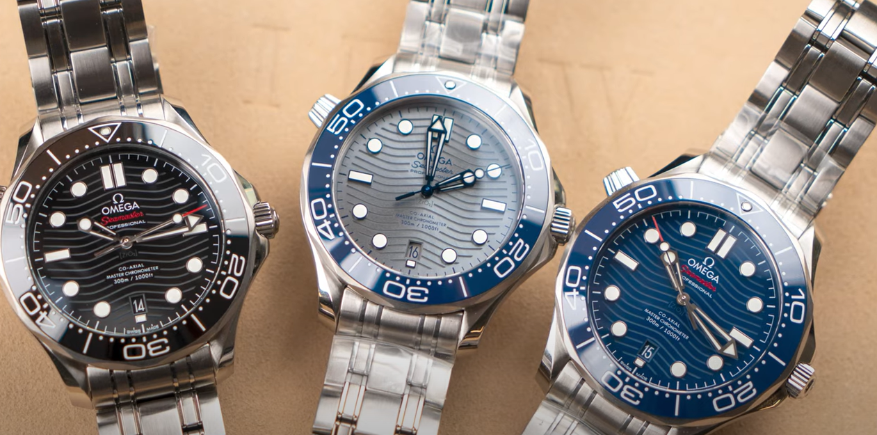 various Omega Seamaster watches