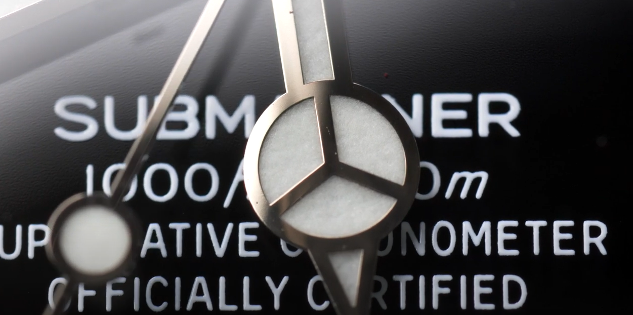 Mercedes hands of a Rolex Submariner