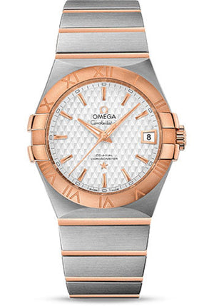 Omega Constellation Co-Axial Watch - 35 mm Steel Case - Red Gold Bezel - Silver Dial - Red Gold Bracelet - 123.20.35.20.02.005