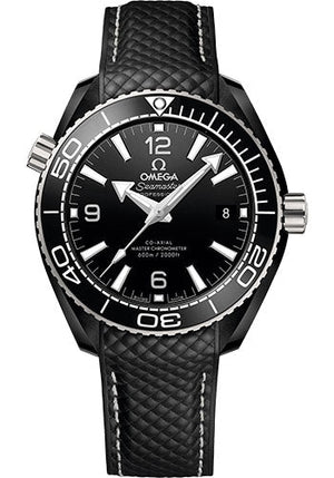 Omega Seamaster Planet Ocean 600M Co-Axial Master Chronometer Watch - 39.5 mm Black Ceramic Case - Unidirectional Bezel - Black Ceramic Dial - Quilted Black Rubber Strap - 215.92.40.20.01.001