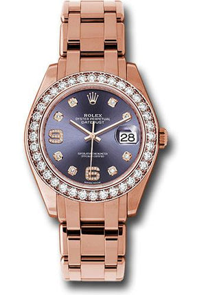 Rolex Everose Gold Datejust Pearlmaster 39 Watch - 36 Diamond Bezel - Aubergine Diamond Dial - 86285 aubd