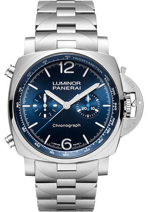 Panerai Luminor Chrono - 44mm Brushed Steel Case - Blue Sun-Brushed Dial - PAM01110