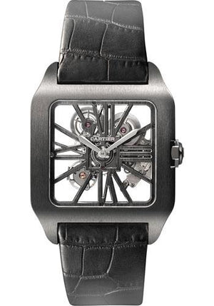 Cartier Santos-Dumont Watch - 38.7 mm Titanium Case - Satin Brushed Dial - Black Alligator Strap - W2020052