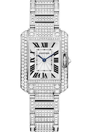 Cartier Tank Anglaise Watch - Small White Gold Diamond Case - Diamond Bracelet - HPI00559