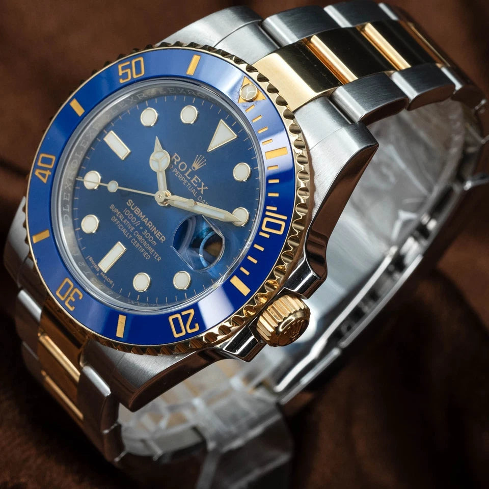 ROLEX Submariner Bluesy 18kt Gold & SS Blue Sunburst Dial 116613LB